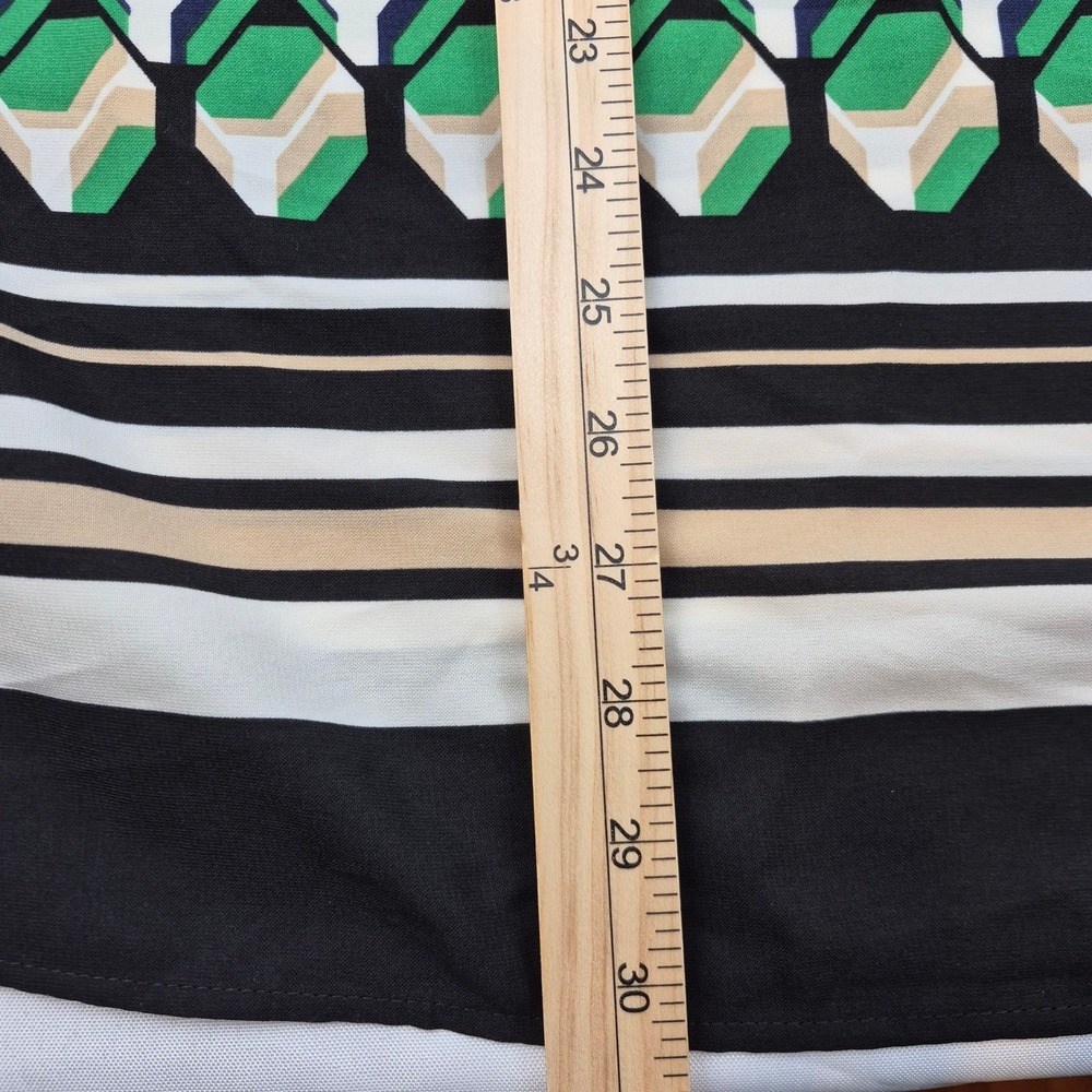 Anne Klein Geo Printed Poet Blouse Women's 1X Green Tan Covered Placket Top NWT - Picture 13 of 16